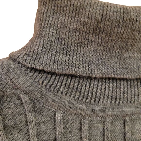 Mendocino Men's XL Wool Gray Turtleneck Sweater Ribbed Long Sleeve - Picture 2 of 5